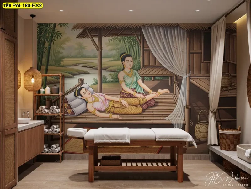 Decorsiam ร้านขายวอลเปเปอร์สำหรับตกแต่งร้านนวดและร้านสปา สามารถเลือกแบบภาพที่สนใจและเตรียมขนาดผนังเพื่อสอบถามรายละเอียดการผลิต