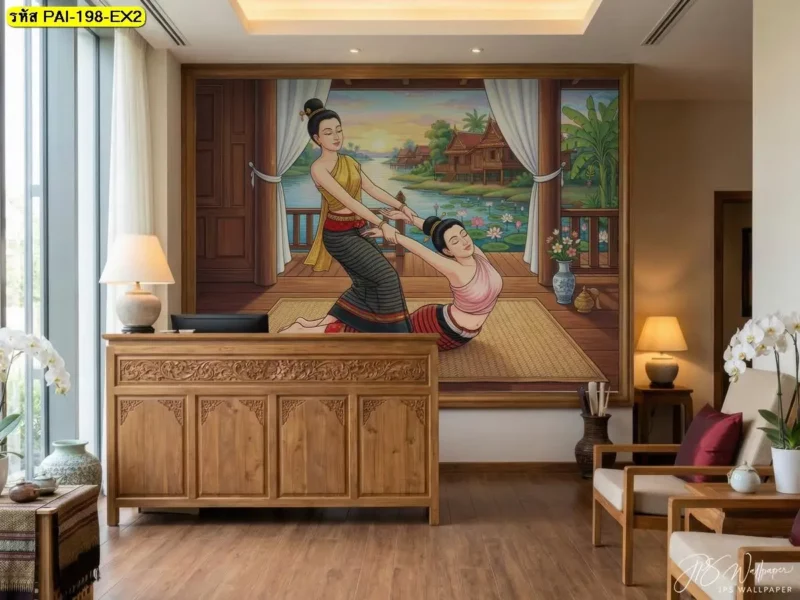Decorsiam ร้านผลิตวอลเปเปอร์สำหรับร้านนวดแผนโบราณและร้านสปา ให้คำแนะนำเรื่องการจัดวางภาพบนผนังและการกำหนดขนาดตามพื้นที่ใช้งานจริง