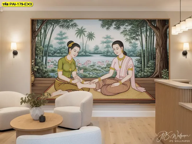 ภาพแต่งร้านนวดแผนโบราณ ลวดลายการนวดไทยสำหรับตกแต่งผนังร้านนวดและร้านสปา เลือกภาพให้เข้ากับพื้นที่และเฟอร์นิเจอร์จาก Decorsiam
